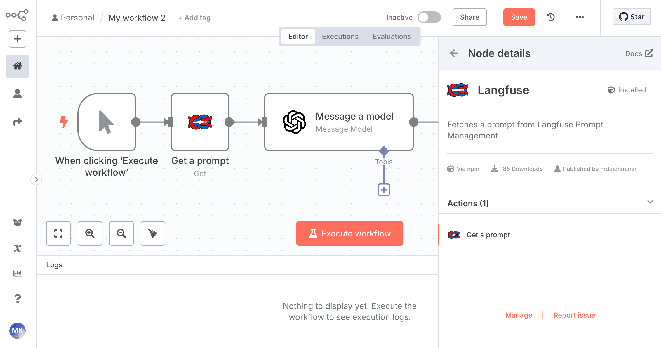 n8n node for langfuse